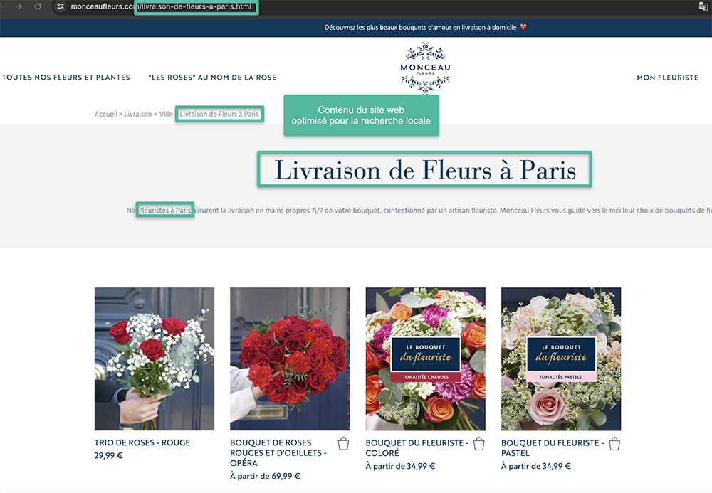 SEO local exemple fleuriste