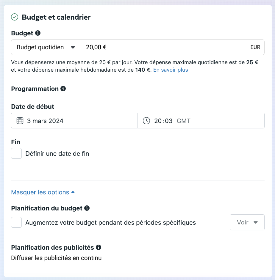 Définissez votre budget et votre calendrier