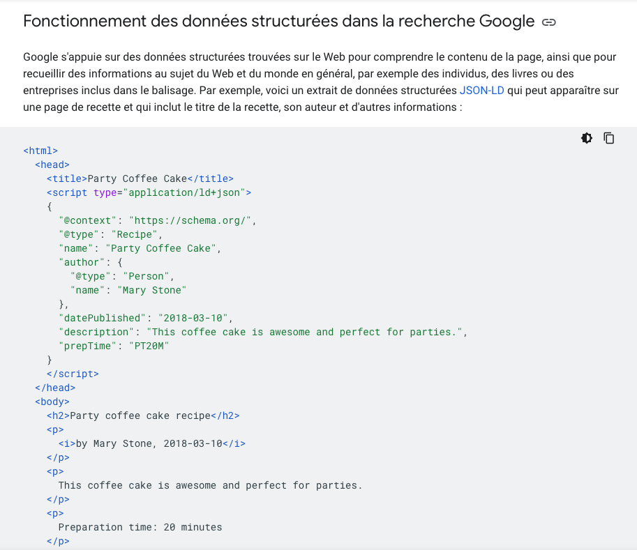 Données structurées. Source : Google Search Central