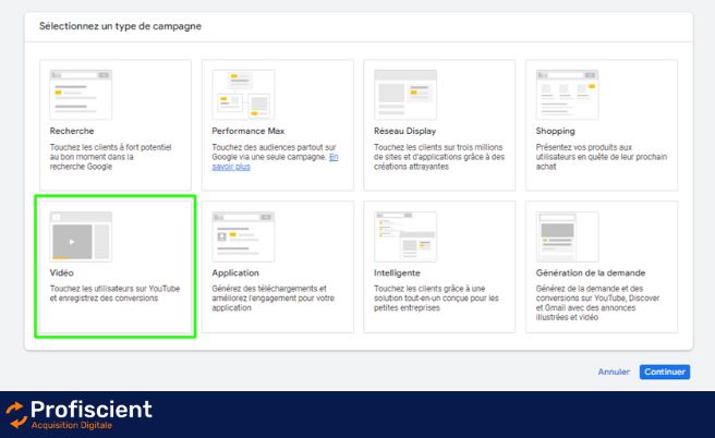 Campaign youtube sur google ads