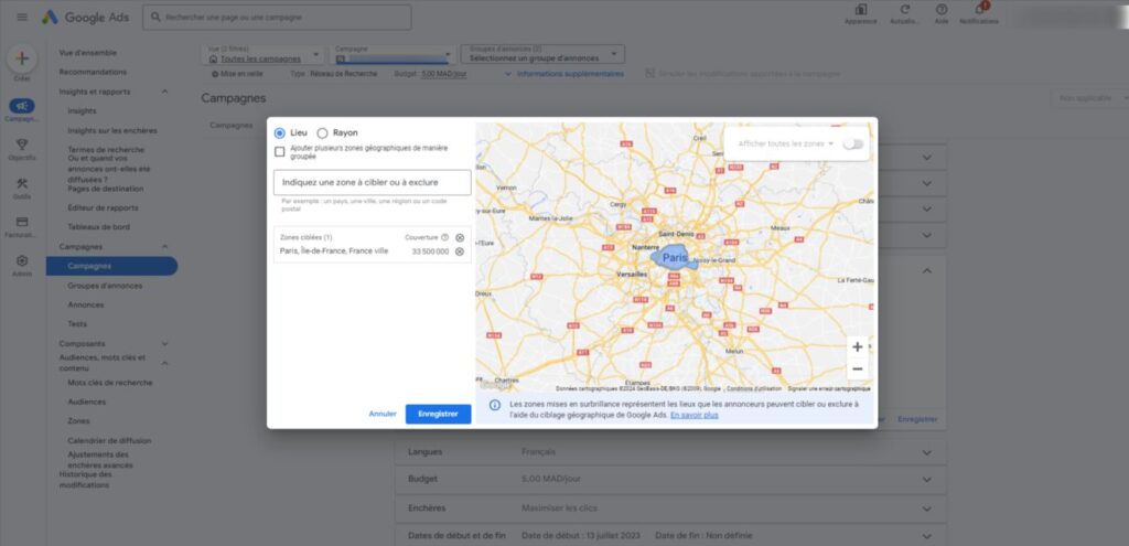 Ciblage Geographic google ads