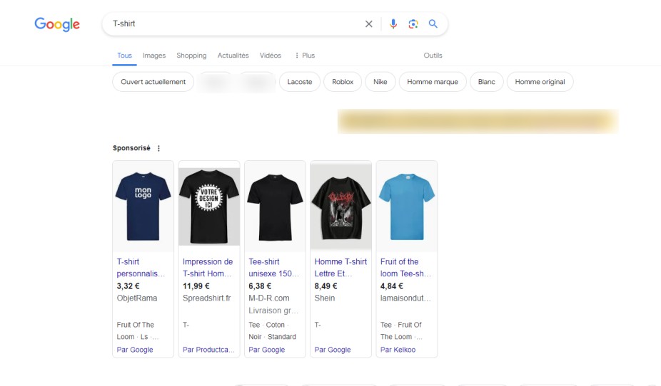 resultat Google ads shopping